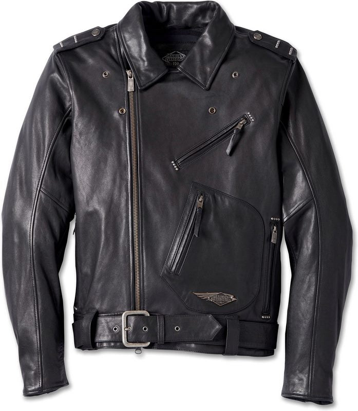 Harley-Davidson Men'S 120Th Anniversary Cycle Champ Leather Biker Jacket Black | 97023-23EM