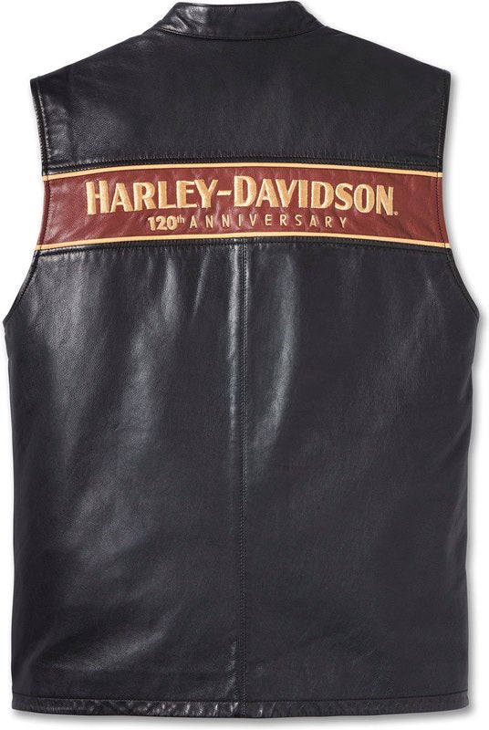 Harley-Davidson Men'S 120Th Anniversary Leather Vest Black leather | 97036-23VM