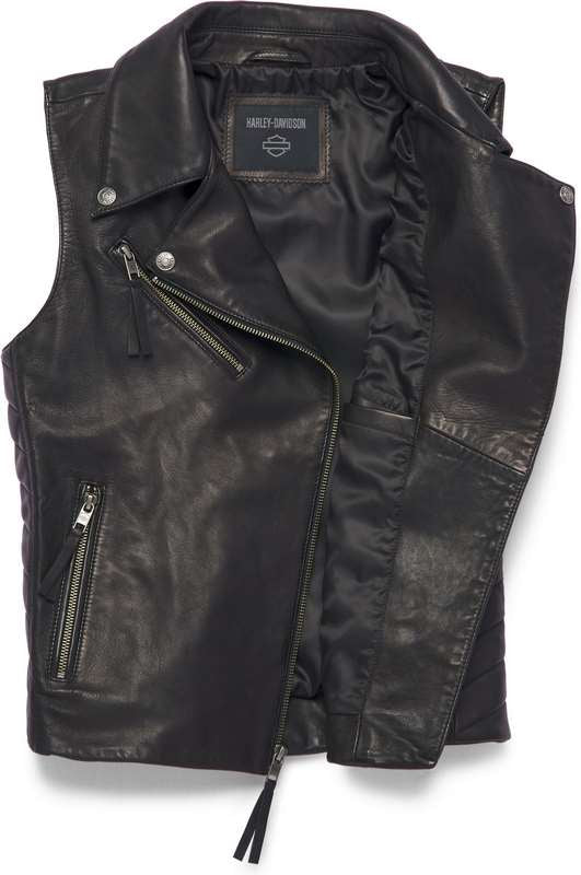 Harley-Davidson Women'S Electric Leather Vest Black Beauty 2 | 97040-22VW