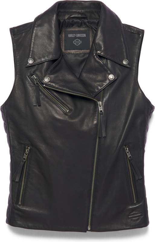 Harley-Davidson Women'S Electric Leather Vest Black Beauty 2 | 97040-22VW