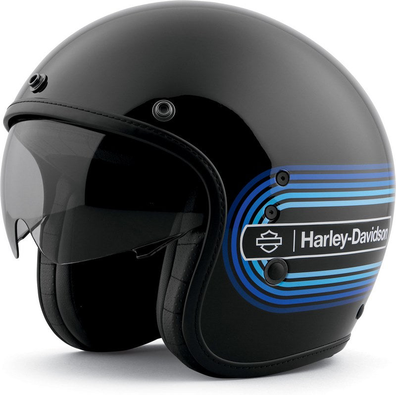Harley-Davidson Retro Tank Stripe Ii サン・シールド X14 3/4 ヘルメット Gloss black | 97143-23EX