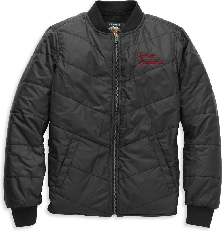 Harley-Davidson Women'S Silver Wing Script Font Quilted Jacket Black Beauty | 97412-22VW