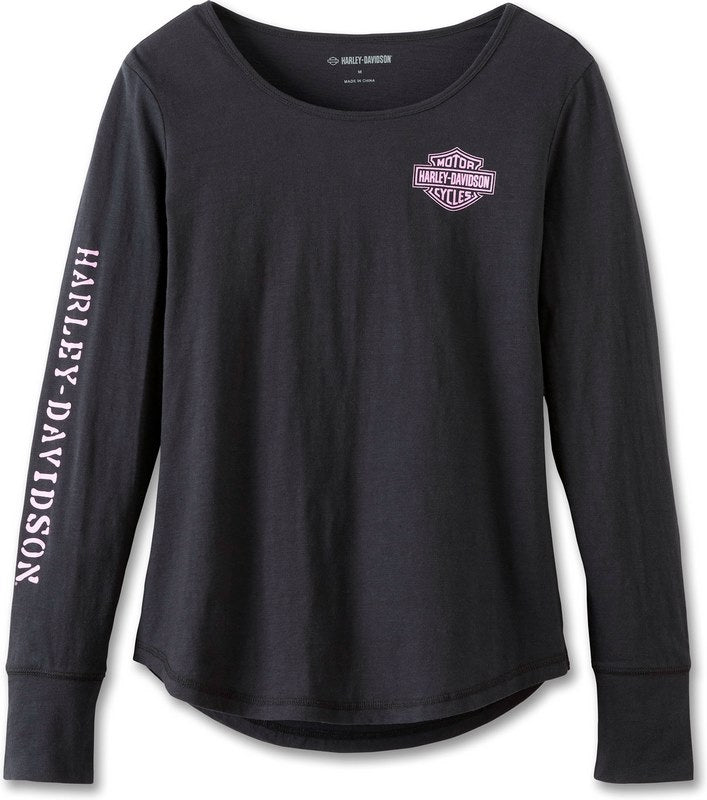 Harley-Davidson Women'S Hero Long Sleeve Knit Top Black Beauty | 97487-23VW