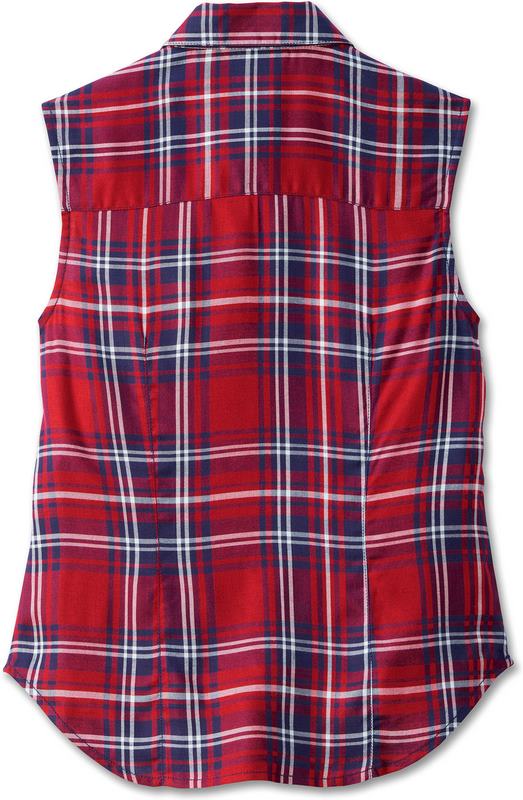 Harley-Davidson Women'S Faith Sleeveless Plaid Shirt Yarn Dyed Plaid-Winery | 97524-23VW