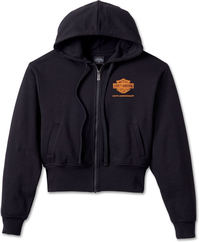 Harley-Davidson Women'S 120Th Anniversary Zip Front Hoodie Black Beauty | 97550-23VW