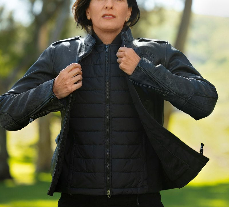 Harley-Davidson Women'S Layering System Captains Leather Jacket Black | 98018-23VW