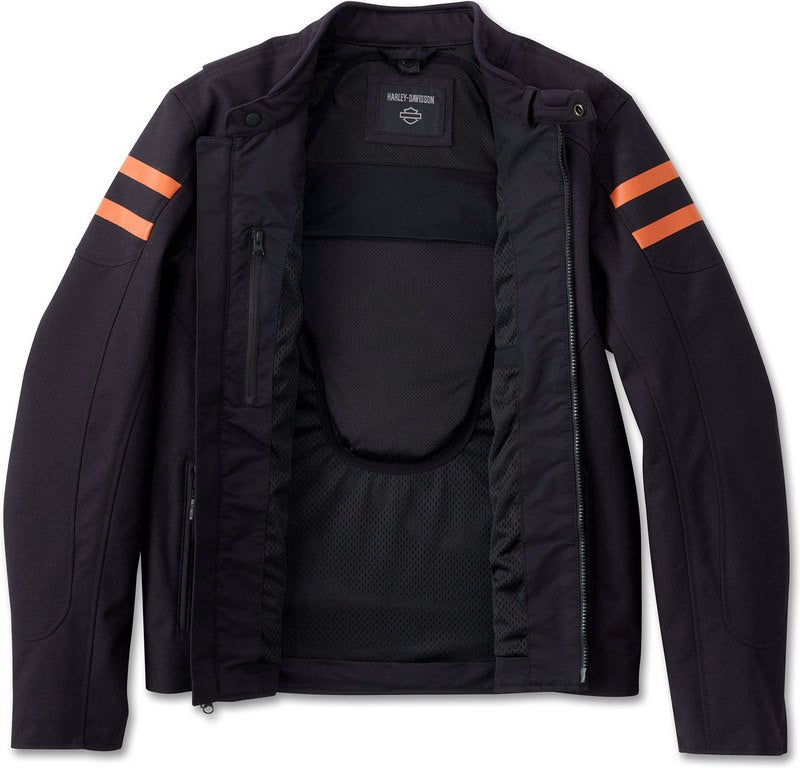 Harley-Davidson Men'S Ovation 3-In-1 Textile Riding Jacket Black Beauty/Vintage Orange | 98102-24EM