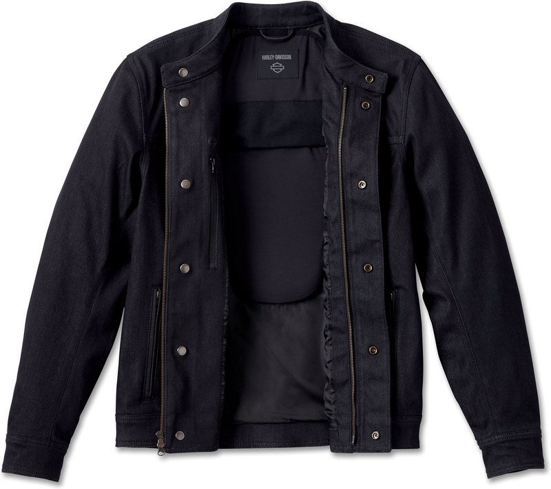 Harley-Davidson Mens'S Chisel Denim Trucker Riding Jacket Black | 98118-23VM