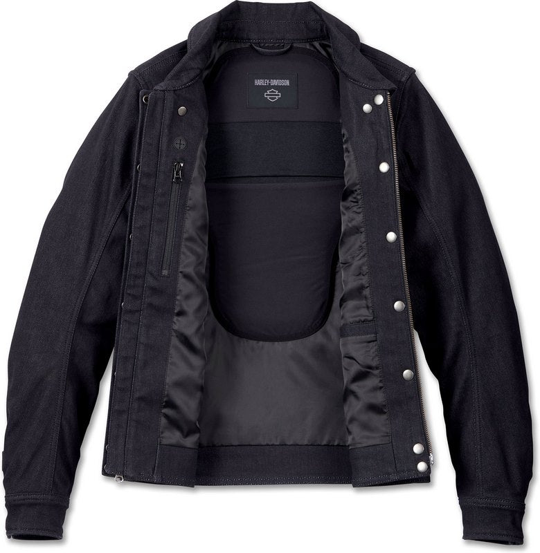 Harley-Davidson Womens'S Chisel Denim Trucker Riding Jacket Black | 98119-23VW