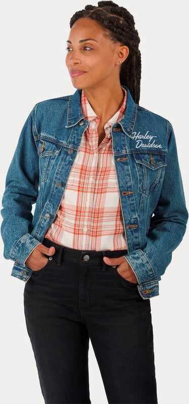 Harley-Davidson Women'S Essential Bar & Shield Denim Jacket Medium Indigo | 99040-23VW