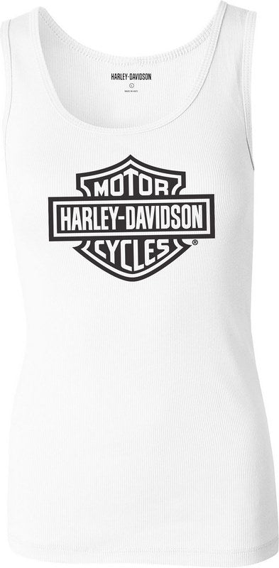 Harley-Davidson Women'S Ultra Classic Bar & Shield Ribbed Tank Bright White | 99106-22VW