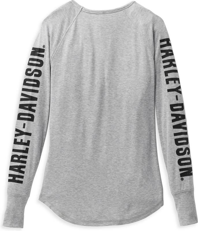 Harley-Davidson Women'S Authentic Bar & Shield Rib-Knit Top Light Grey Heather | 99113-22VW