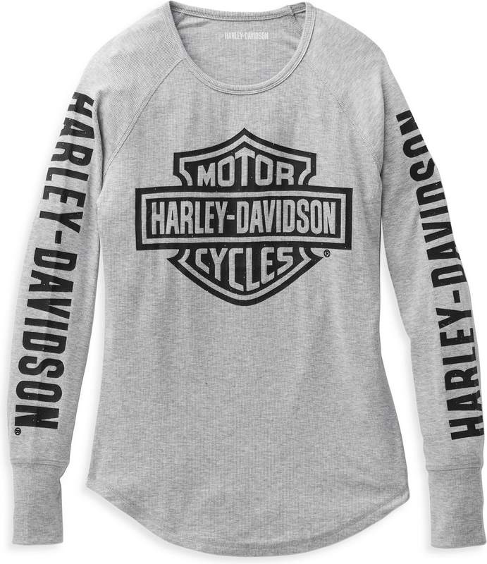 Harley-Davidson Women'S Authentic Bar & Shield Rib-Knit Top Light Grey Heather | 99113-22VW