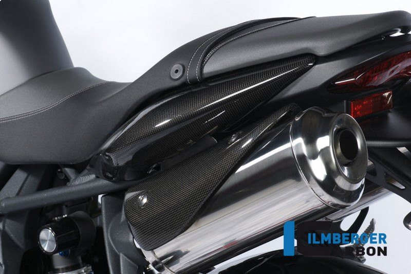 ILMBERGER / イルムバーガーカーボンパーツ エキゾーストプロテクション (左) カーボン - Triumph Street Triple 675 | AHL.003.TRSTR.K
