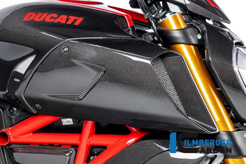 Ilmberger / イルムバーガーカーボンパーツ エアチューブカバー 右側 グロス Diavel MY19 | LKR.003.DI19G.K