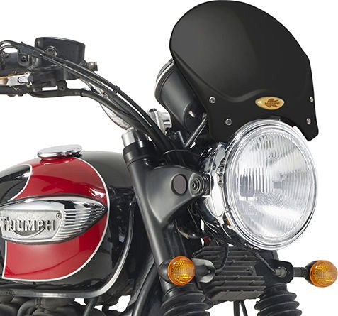 Kappa / カッパ ブラックアノダイズドアルミニウム ユニバーサルスクリーン Race Cafe for naked motorcycles 20 5 x 26 5 cm (H x W) | 100ALBK