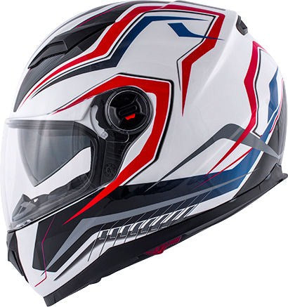 Kappa KV27 Denver Full-face helmet in thermoplastic material Red / blue / Glossy White | HKKV27FWHRB
