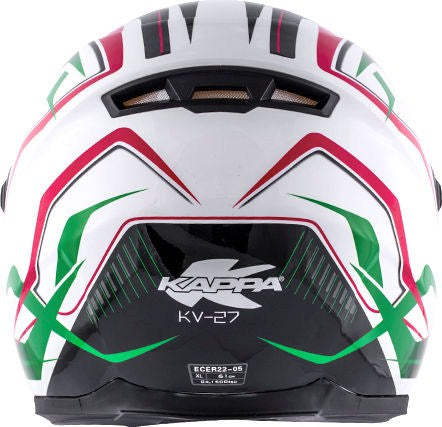 Kappa KV27 Denver Full-face helmet in thermoplastic material Green / Red / Glossy White | HKKV27FWHRG
