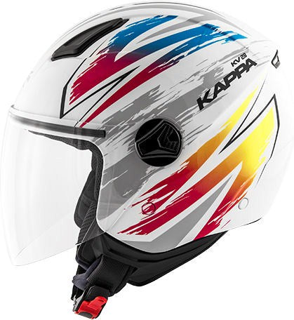 Kappa KV28 Miami Bolt Demi-Jet helmet in thermoplastic material White / Mix | HKKV28FBLWX