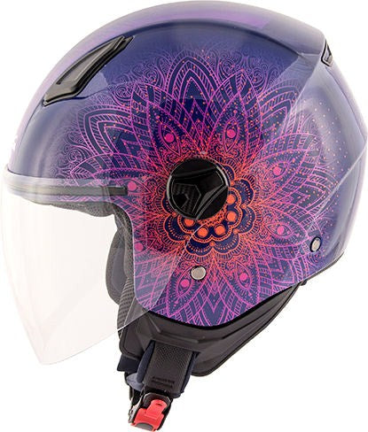 Kappa KV28 Miami Mandala Lady Demi-Jet helmet in thermoplastic material Purple / Orange | HKKV28FMDPR