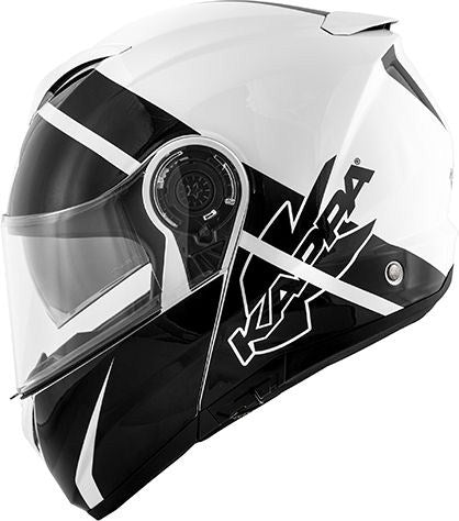 Kappa KV32 Orlando Linear Modular Helmet in thermoplastic material Glossy Black / White | HKKV32FLNBW