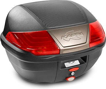 Kappa / カッパ ブラック トップケース 40 ltr (トップシェル:カーボンテクスチャー エンボスロゴプレート:マットチタンカラー レッドリフレクター付) | K400N
