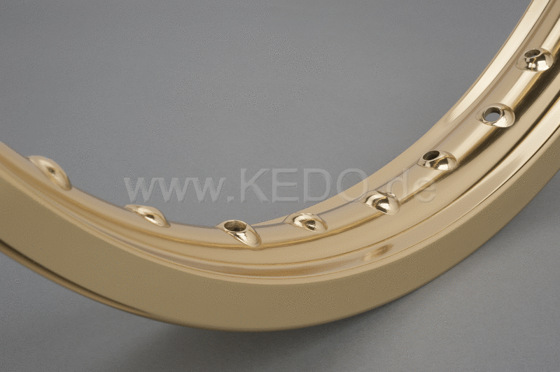 Kedo Replica Aluminum Rim 1.85x21 Shiny Gold Anodized Drilled | 10288G