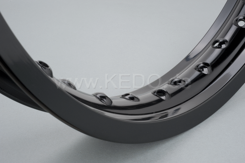 Kedo Replica Aluminum Rim 2.15x18 Shiny Black Anodized Drilled | 10298B