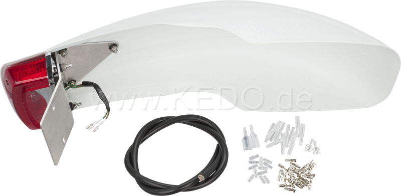 Kedo SuperMoto Rear Fender White (Red Taillight Street Legal) | 20078