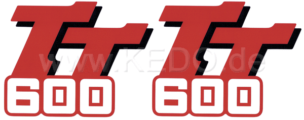 Kedo Fuel Tank Decal TT600 approx. 130x100mm Red / Black / White 1 Pair = 2 pcs. Heavy Duty Foil | 28422P