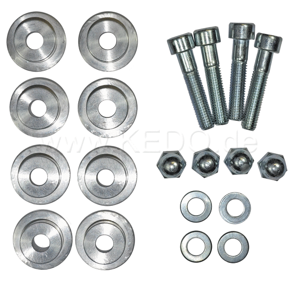 Kedo footpeg Mount Bushings Complete Set Massive Aluminum Replacement for Rubber Bushings # 27114 and # 27115 Bracket (Frame) | 30039