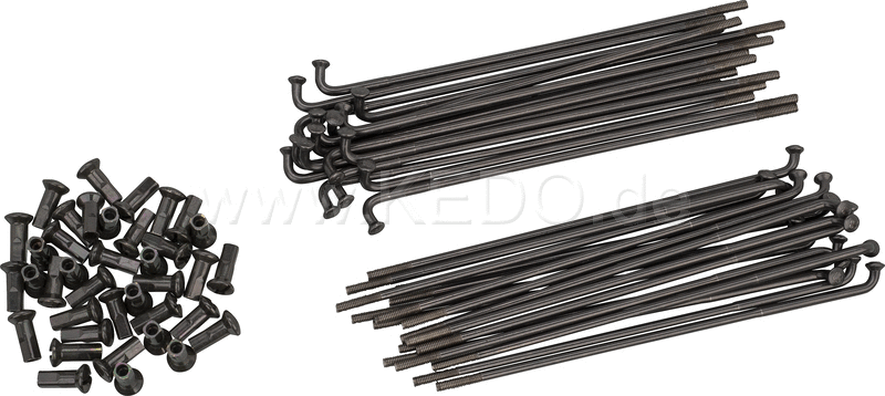 Kedo Rear Wheel Spoke Set Stainless Steel black burnished (18 ) including nipples. | 30501B