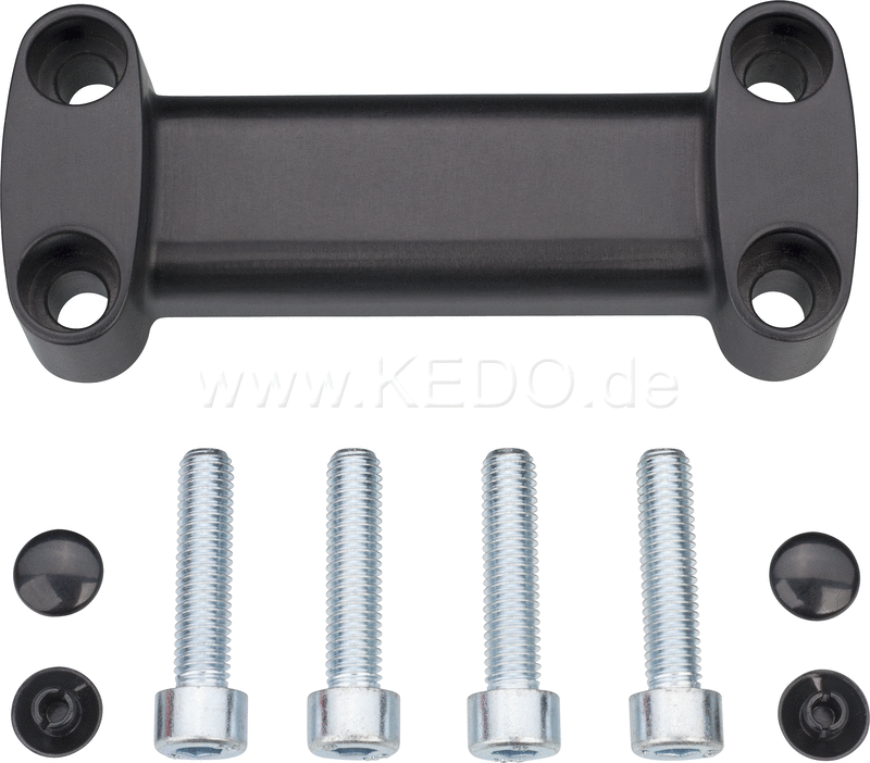 Kedo Handlebar grip 'Sporty' black anodized aluminum incl 4 pcs.. fixing screws + 4 pcs. black cover caps | 30513B