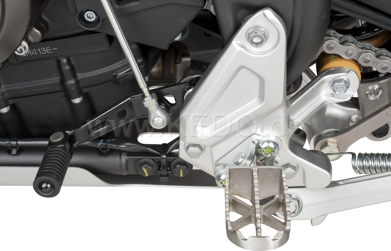 Kedo Heavy Duty Enduro Footpegs stainless steel 1 pair serrated & Widened contact area approx. 46x84mm incl. Footpegs bracket zinc plated | 30950