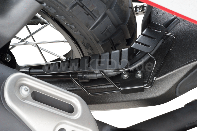 Kedo T7 Brake Line and ABS Sensor Cable Cover on swingarm. 2mm stainless steel matt powder coated blck | 31069