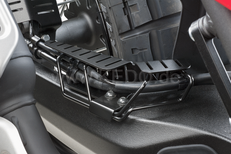 Kedo T7 Brake Line and ABS Sensor Cable Cover on swingarm. 2mm stainless steel matt powder coated blck | 31069