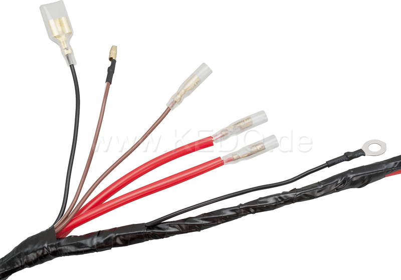 Kedo Replica wiring harness PLUS crimped internal connections including mating connectors set (Allows original connection on vehicle side if modified). | 40076-18