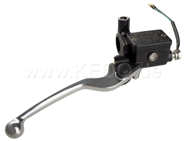 Kedo Front Brake Master Cylinder 1/2 with aluminum Lever silver Clamp with Mirror Thread (RH thread) and Brake Light Switch | 40222
