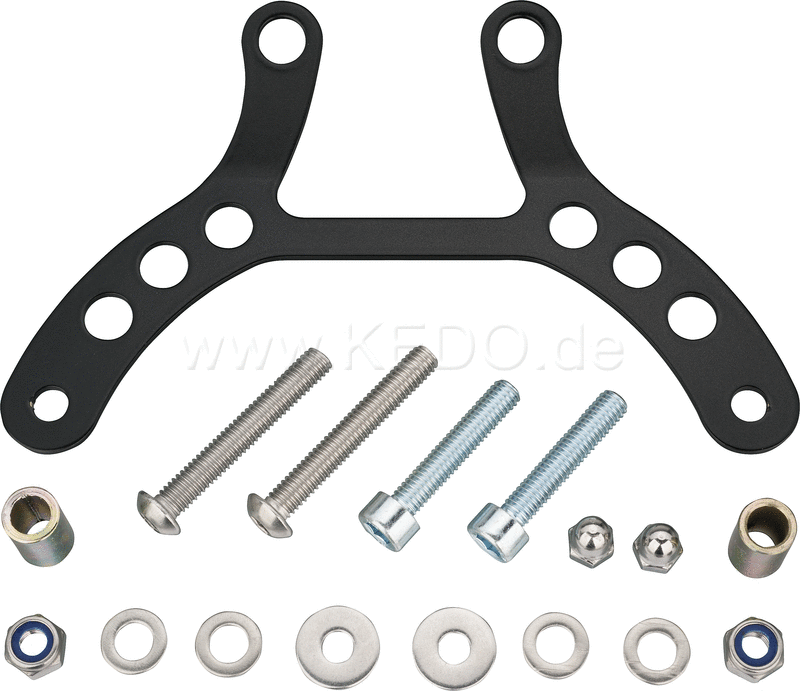 Kedo Speedometer Bracket Kit with center position for KOSO all-in-one Speedo 41306 (not included) stainless steel black coated including mounting material | 40233