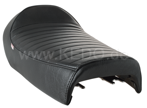 Kedo Seat 'Classic Racer' Black with Ribbed Seat Cover and Black Piping including rear brackets. | 40592