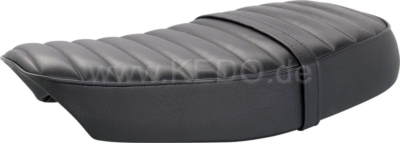 Kedo Seat 'Ultra Classic' ribbed black cover black piping ready-to-mount including rear bracket 27153 length 55cm incl passenger seat strap. | 40847