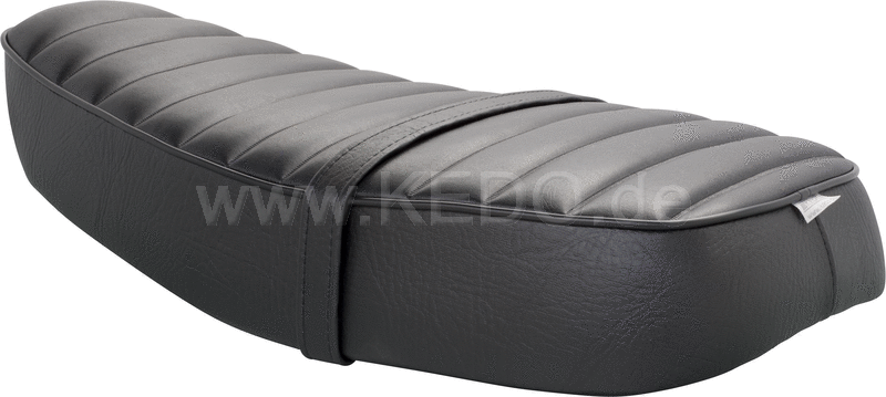Kedo Seat 'Ultra Classic' ribbed black cover black piping ready-to-mount including rear bracket 27153 length 55cm incl passenger seat strap. | 40847