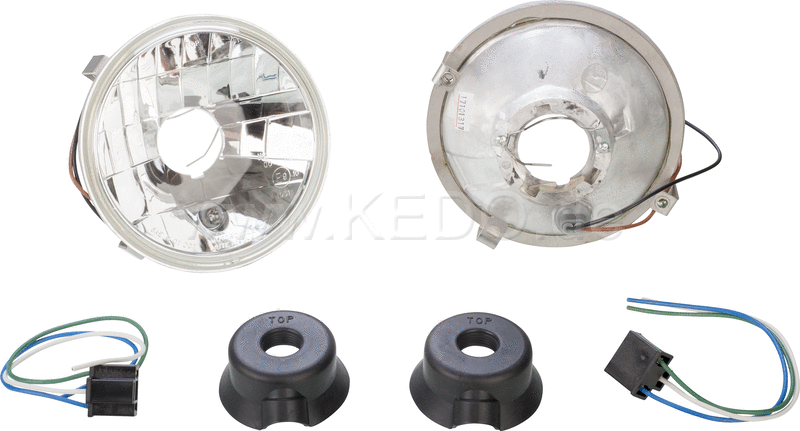 Kedo Twinhead Light with Clear Lenses 'E' approved (2x high beam low beam 2x) incl mounting material. | 40854