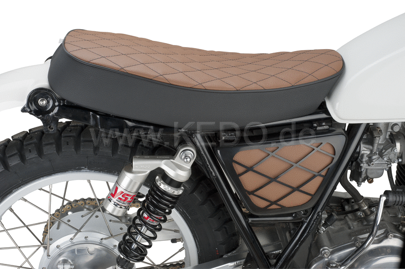 Kedo Comfort Seat Heritage black / brown top with hand sewn diamond pattern ready-to-mount including rear bracket 27153 length 55cm | 40907