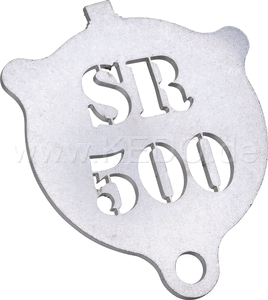 Kedo Side Stand Support (shape like oil filter cover SR / XT) 3mm stainless steel with rounded edges lasered SR lettering | 41067SR