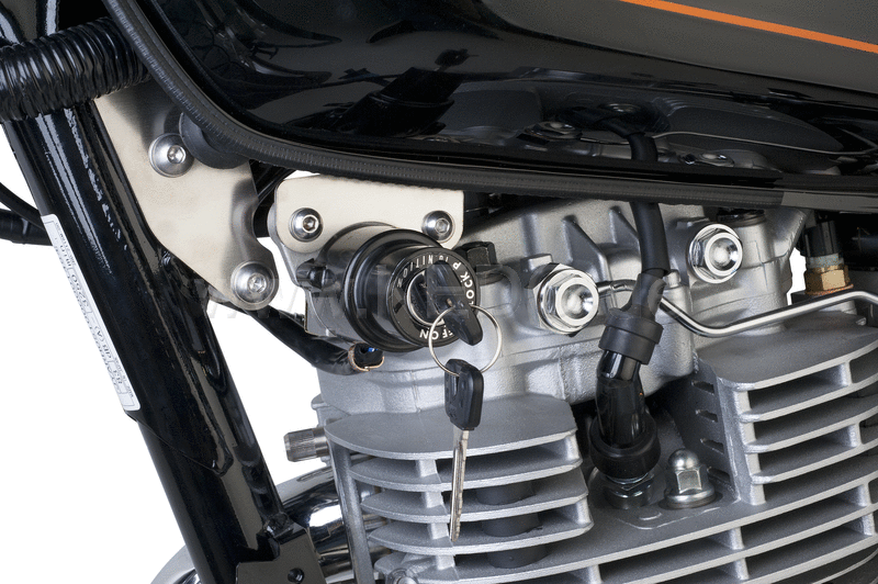 Kedo Main Switch Braket 'Brit Mount' stainless steel relocfates the main switch LH below the fuel tank including mounting material. | 41289