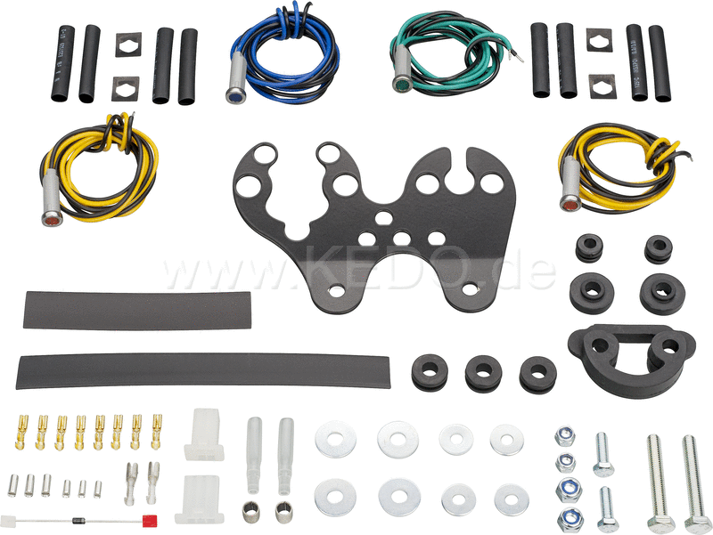 Kedo Speedometer Bracket stainless steel powder-coated suitable for misc. 60mm universal and Velona speedos incl. 4 LED pilot lights suitable for 6 + 12V | 41311-1