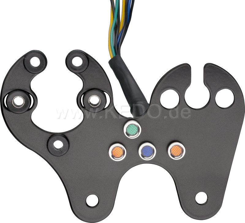 Kedo Speedometer Bracket Stainless Steel Powdercoated Suitable for Daytona Mechanica-Speedo # 41287 including four pilot lights Suitable for 6 + 12V. | 41311