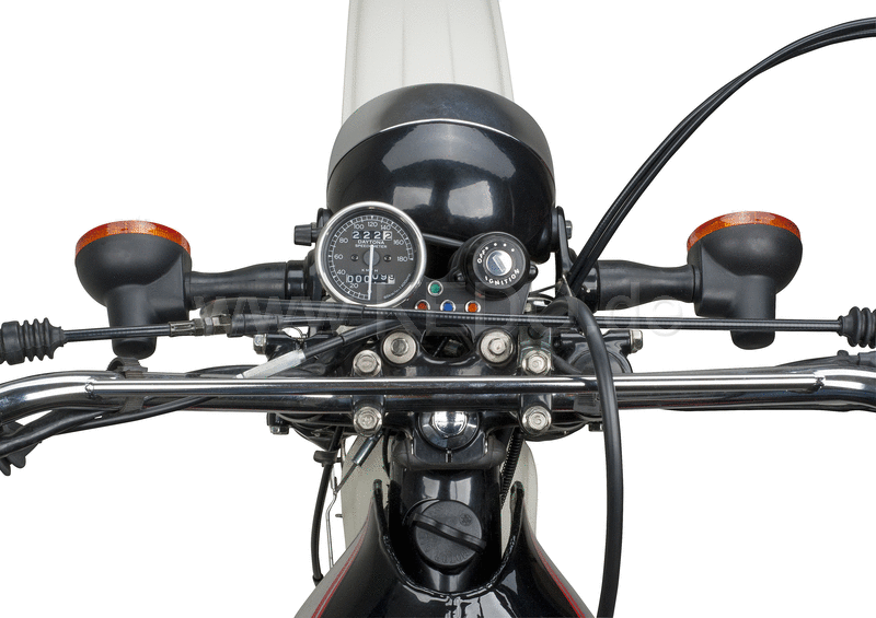 Kedo Speedometer Bracket Stainless Steel Powdercoated Suitable for Daytona Mechanica-Speedo # 41287 including four pilot lights Suitable for 6 + 12V. | 41311