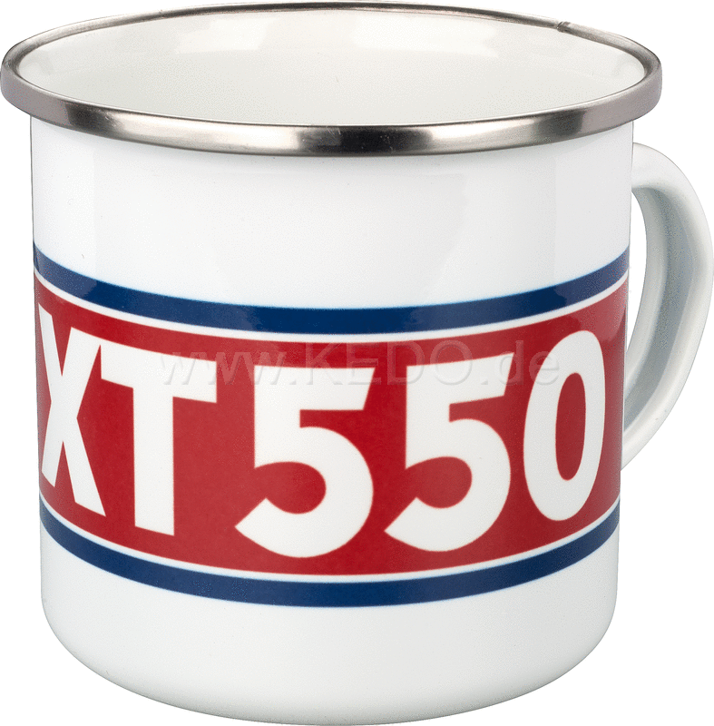 Kedo Nostalgia Cup 'XT550' 300ml white / red / blue in gift box enamel with metal edge (handwashing recommended) | 41488